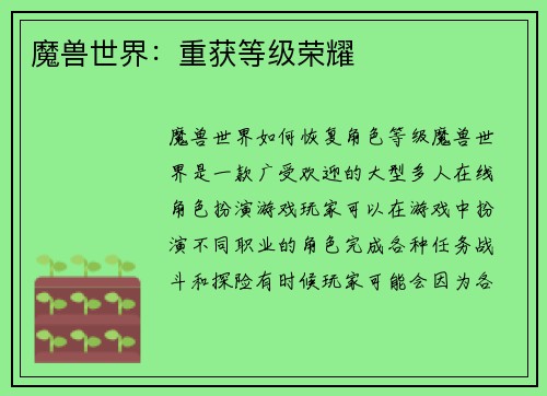 魔兽世界：重获等级荣耀